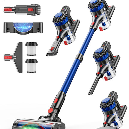 KARDV Cordless Vacuum Cleaner, 500W/40Kpa Vacuum Cleaners for Home, 60Mins Stick Vacuum with LED Display, Anti-Tangle Wireless Vacuum, 8 in 1 Lightweight Vacuum for Hard Floors Carpet Pet Hair