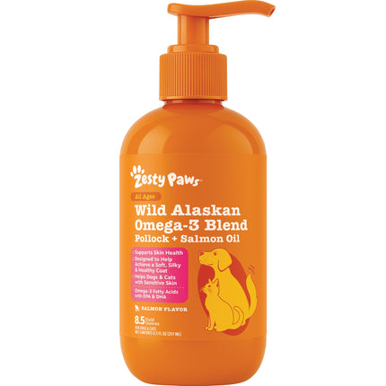 Zesty Paws Salmon Oil for Dogs & Cats - Omega 3 for Dogs 8.5oz