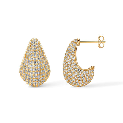 PAVOI CZ Chunky Statement Drop Earrings for Women, 925 Silver, Yellow Gold