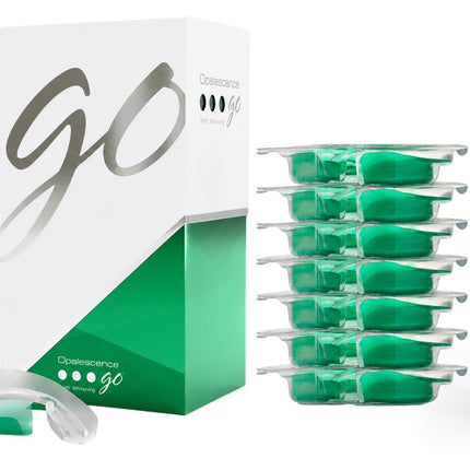 Opalescence GO 15 Whitening Bundle - (7 Treatments) Hydrogen Peroxide Prefilled Teeth Whitening Trays and Travel Original Whitening Toothpaste 1 Oz - Mint Flavor - 6238-1