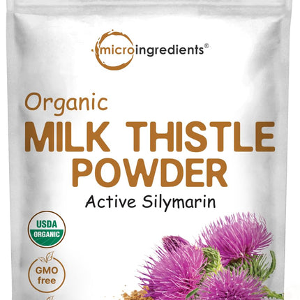 Organic Milk Thistle Tea Powder, 3.5 ounces | Up to 400 Servings | Premium Milk Thistle Liver Detox Supplement | Contains 80% Active Silymarin | Non-GMO, Vegan Friendly, Eco-Friendly Recyclable Bags