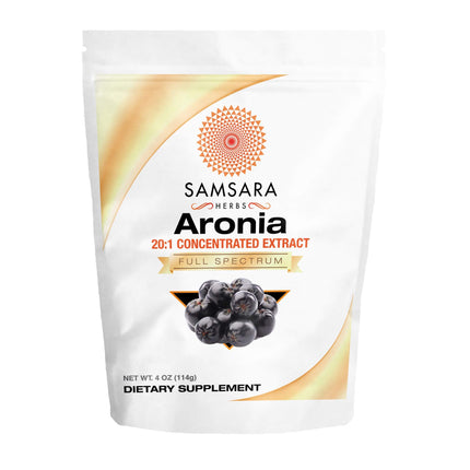 Samsara Herbs Aronia Berry 20:1 Extract Powder (4oz/114g) - Antioxidant, Flavonoids and Polyphenols Supplement - High ORAC - Native American Berry - Improved Wellbeing