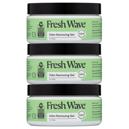 Fresh Wave Odor Removing Gel, 7 oz., Pack of 3 - Odor Absorbers for Home, Safer Odor Relief, Natural Plant-Based Odor Eliminator, Every 7 oz. lasts 15-30 Days, For Cooking, Trash & Pets