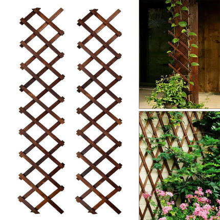 2Pcs Expandable Garden Trellis, 13" x 68" Thickened Wooden Lattice Trellis for Climbing Plants Outdoor Ivy Vine Rose Clematis for Garden Fence Wall Patio Room Decor (2Pcs Brown)