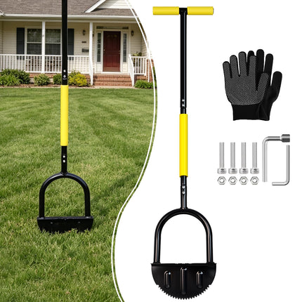 BCJCLTS 43-Inch Edger Lawn Tool, Heavy Duty Lawn Edger, Half Moon Steel Saw-Tooth Blade with Wide Footplate & Ergonomic T-Grip Handle, Manual Border Grass Edger for Lawn, Sidewalk & Garden Landscaping