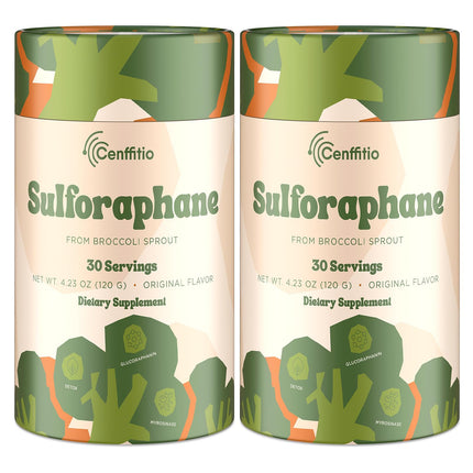 Cenffitio Sulforaphane Supplement from Broccoli Sprouts | NRF2 Activation, Antioxidant & Detox Support | Broccoli Sprout Powder for Myrosinase and Glucoraphanin | Vegan, High Absorption | 60 Servings