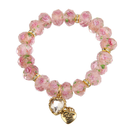Betsey Johnson Tzarina Pink Beads Stretch Bracelet Pink One Size
