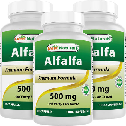 Best Naturals Alfalfa Green Super Food 500 mg 180 Capsules (180 Count (Pack of 3))