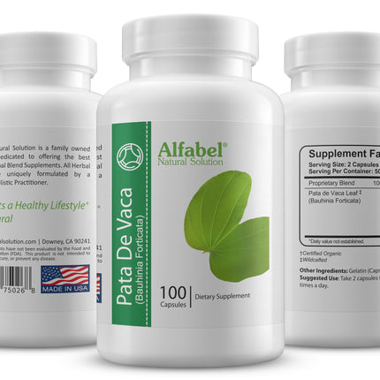 Alfabel Natural Solution Pata de Vaca herb - Cow's Foot Leaves - 100 Capsules - No Fillers