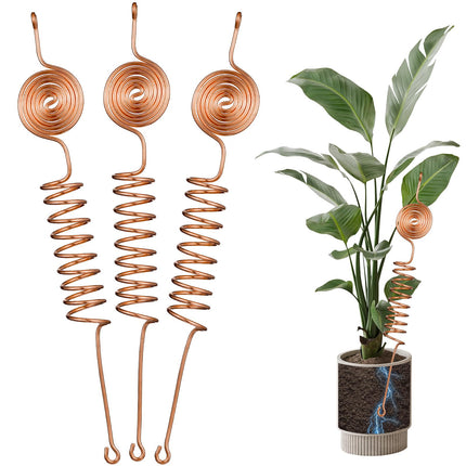 3 Pack Electroculture Copper Gardening Antenna Kit Thick 10-Gauge 99% Copper Wire Electroculture Plant Stakes Tensor Rings Kit Rods Electronic Planting for Growing Vegetable Garden Plants Support