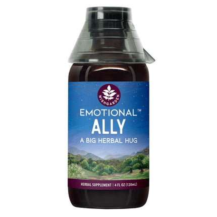 WishGarden Emotional Ally Herbal Hug - 6-Herb Blend with St Johns Wort, Passion Flower & Skullcap for Grief, Sadness & Overwhelm - Mood & Emotional Support Tincture - 4 oz