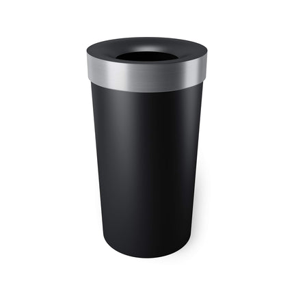 Umbra Vento Kitchen Trash Can, Open Top Bin, 16.5 Gallon, Black/Nickel