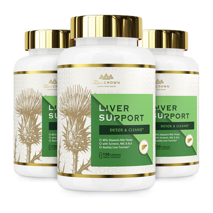 DR. CROWN Liver Cleanse Detox & Repair - Milk Thistle Supplement, with Silymarin, N-Acetyl Cysteine(NAC), Artichoke, Turmeric & Dandelion for Liver Detox, Cleanse, Gluten Free, Non-GMO - 360 Capsules