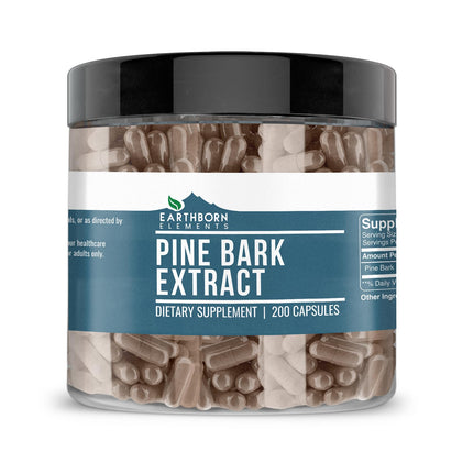 Earthborn Elements Pine Bark Extract, 200 Capsules, Pure & Undiluted, No Additives