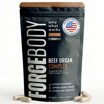 FORGEBODY® Beef Organ Complex Capsules [1 Month] - 100% Grass Fed Beef Organ Supplement with Blend of Liver, Heart, Bone Marrow, Pancreas & Testicles - Supports Body Health & Brain Function (Non-GMO)