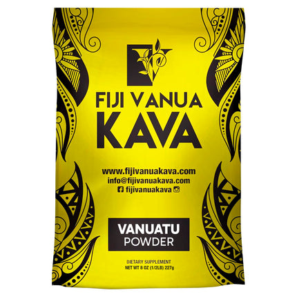 Fiji Vanua Kava Vanuatu Powder, Made from Pure Noble Kava with Sun-Dried Lateral Roots, Kava Premium with Kavalactones, Easy to Prepare Medium Grind Kava Root Powder, 8 oz