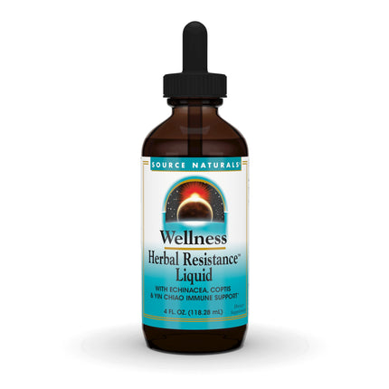 Source Naturals Wellness Herbal Resistance Liquid Immune Defense Supplement and Immunity Booster with Echinacea, Elderberry and Yin Chiao - 4 Fluid Oz