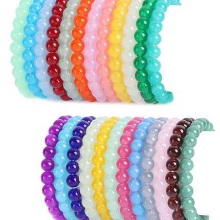 FIRAZIO 24Pcs 8mm Beaded Bracelet for Women Mens