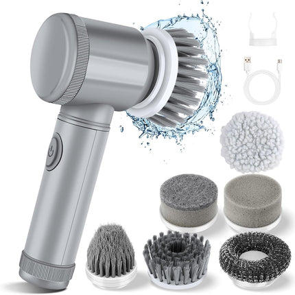 HFLYJPYW Electric Spin Scrubber - Shower Scrubber,Bathroom Scrubber Electric,for Cleaning Tub, Floor, Tile, Window, Sink, Kitchen Cleaning with 6 Electric Cleaning Brush Head (8)
