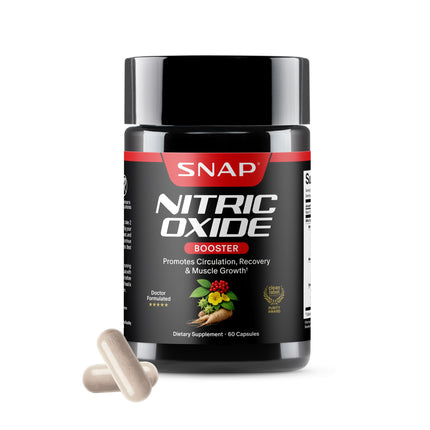 Snap Supplements Nitric Oxide Booster for Men & Women, L-Citrulline + 3 Forms of L-Arginine for Stamina, Endurance, Circulation, & Energy Support,* Caffeine-Free Pre-Workout Alternative, 60 Capsules