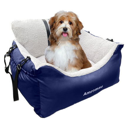 Dogs Car Seat for Small Dog,Fully Detachable and Washable Ultra Soft Cars Travel Bed,with Clip-on,Two Portable Handle and Storage Pockets Puppy Dog Booster Seats Under 25,Small Cat Car Seat