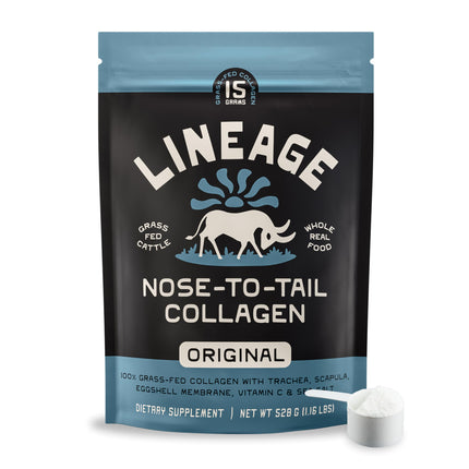 Lineage Provisions 100% Grass Fed Collagen Powder UNFLAVORED – Hydrolyzed Bovine Collagen Peptides with Trachea, Scapula, Eggshell Membrane – Collagen Protein Powder with Vitamin C – 30 Servings