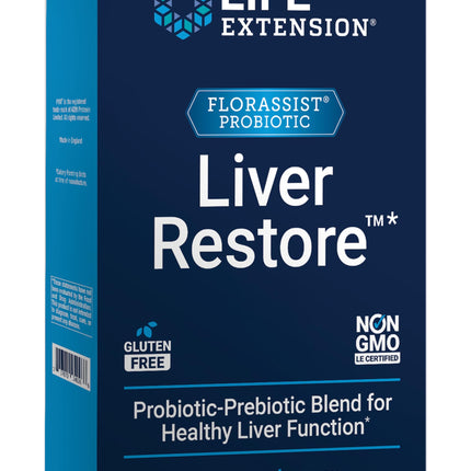 Life Extension FLORASSIST® Liver Restore™, Liver Health probiotics, prebiotics, Liver Support, Healthy Liver enzymes, Gluten-Free, Non-GMO, Vegetarian, 60 Capsules