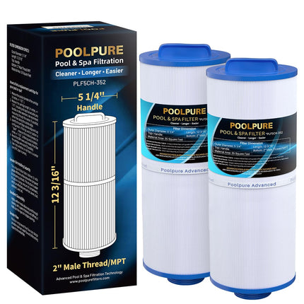 POOLPURE 5CH-352 Spa Filter Replaces PPM35SC-F2M, Marquis Spa 20042, 20092, 70-0240, 370-0242, 370-0243, Filbur FC-0196, 2" Male Thread/MPT Hot Tub Filter, 2 Pack