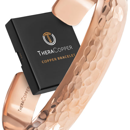 TheraCopper Pure Copper Bracelets for Women & Men, Cuff (Hammered)