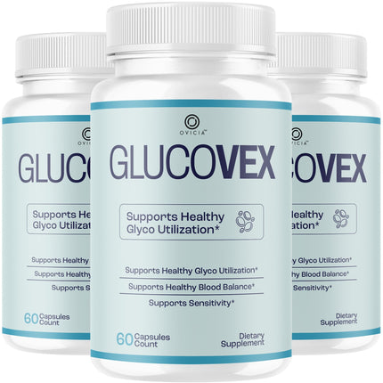 (3 Pack) Glucovex Supplement Capsules - Official Glucovex Support Premium Pills Advanced Formula With All Natural Ingredients, Maximum Strength for Wellness & Overall Health, 180 Capsules for 3 Months