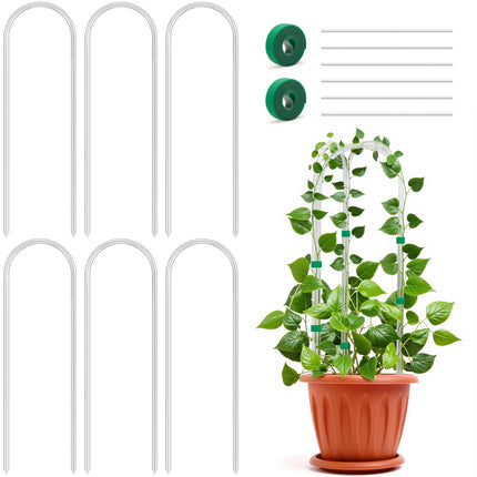 Vokvaktak 6 Pack U-Shape Acrylic Plant Trellis for Indoor Climbing Plants, 16 Inch Small Plant Trellis, Potted Plant Climber Support for Pothos, Vine Ivy, Houseplant