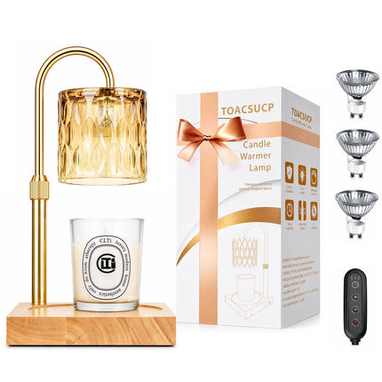 Candle Warmer Lamp with 3 Bulbs, Adjustable Height Dimmable Candle Warmer with Timer, Candle Lamp with Charming Gift Box Ribbon,Birthday Gifts for Women Mom, House Warming Gifts New Home Decor