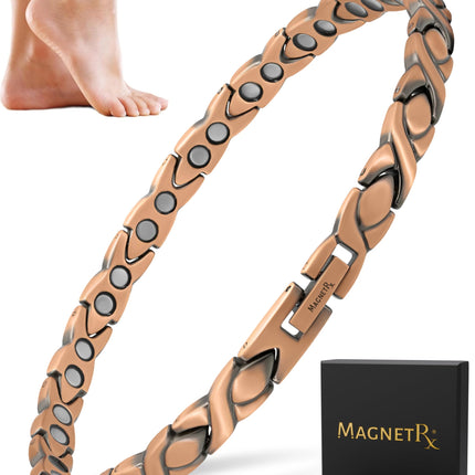 MagnetRX Copper Anklet for Women – Ultra Strength Magnetic Ankle Bracelets for Women – Effective Womens Copper Magnetic Ankle Bracelet (Women Anklet)