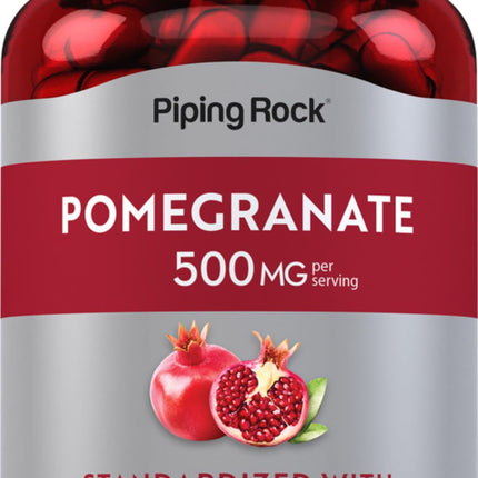 Piping Rock Pomegranate Extract Capsules | 500 mg | 200 Count | Standardized Formula with Ellagic Acid | Non-GMO and Gluten Free Supplement