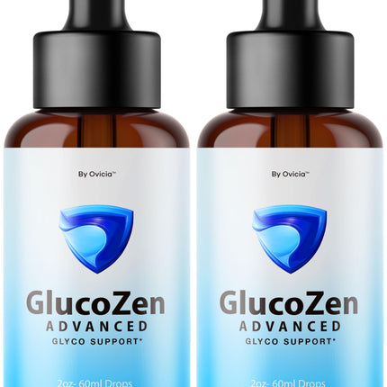 (2 Pack) Glucozen Drops - Official Gluco Zen Oral Liquid Drops Advanced Premium Formula Maximum Strength, All Natural Ingredients Vitamins for Overall Health & Wellness, 2 Bottles for 2 Months