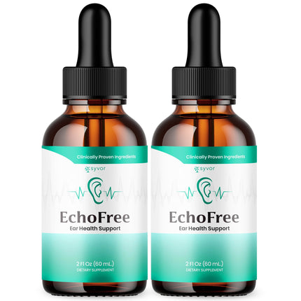 (2 Pack) Echo Free Drops, Official Echo free Ear Health Support Liquid Supplement with All Natural Proven Ingedinets, Echo Free Max Strength Plant Based Hearing Support for Ringing Ears (60 Servings)