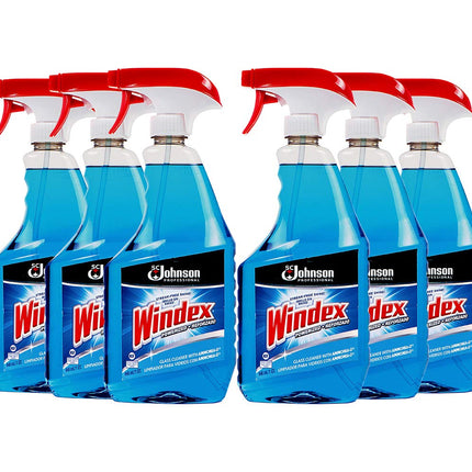 Windex Glass Cleaner with Ammonia-d, 32 Oz. Trigger Spray Bottle (Pack of 6)