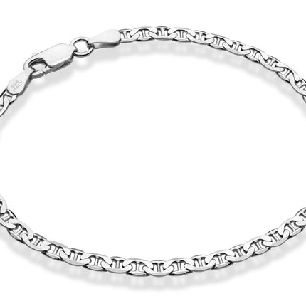 Miabella 925 Sterling Silver Italian 3mm, 4mm Solid Diamond-Cut Mariner Link Chain Anklet Ankle Bracelet for Women, Made in Italy (Width 3mm, Length 10 Inches)