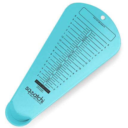 Squatchi Shoe Sizer for Baby, Toddler & Kids | Home Foot Measuring Device From Baby to Big Kid (2T-6Y) | Great Baby Shower & Keepsake Gift Idea | Measurement Chart with Accurate US Sizes - Aqua