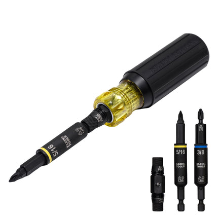 Klein Tools 32500HD Multi-Bit Screwdriver/Nut Driver, Impact Rated 11-in-1 Tool with Phillips, Slotted, Square and Torx Tips