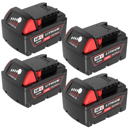 4 Pack 8.0Ah Extended Runtime Lithium-Ion Battery Replacement for Milwaukee 18V Battery 48-11-1862 48-11-1852 48-11-1880 48-11-1882 Compatible with Milwaukee 18 Volt Batteries Cordless Tools(Red）