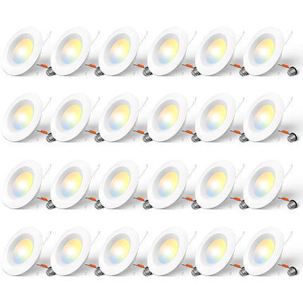 Amico 24 Pack 5/6 inch 5CCT LED Recessed Lighting, Dimmable, 12.5W=100W, 950LM, 2700K/3000K/4000K/5000K/6000K Selectable, Retrofit Can Lights with Baffle Trim, IC Rated - ETL & FCC, White