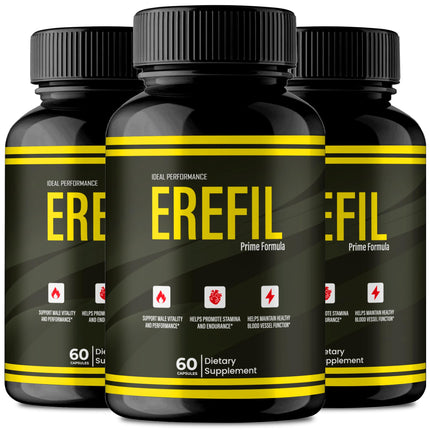 Erefil Supplement Capsules, Advanced Erefil Natural Pills - Maximum Strength, All Natural Performance, Stamina and Energy Support, Ere Fil Overall Health and Wellness Support Reviews (3 Pack)
