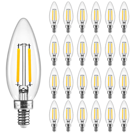 Hizashi E12 LED Bulb Dimmable, 3000K 40W Eq Candelabra Light Bulbs, 24Pack