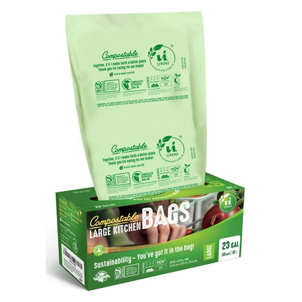 UNNI Compostable Trash Bags, 20-23 Gallon / 87 Liter, 60 Count Value Pack, Extra Thick 1.0 mil Large Bin Liners for Food Scrap, BPI, CMA & OK compost HOME Certified (Meets ASTM D6400)