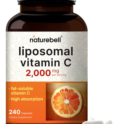 NatureBell Liposomal Vitamin C 2,000mg Per Serving, 240 Capsules | High Absorption Fat-Soluble Vitamins – Max Strength Antioxidant* Supplement – Non-GMO, Gluten Free