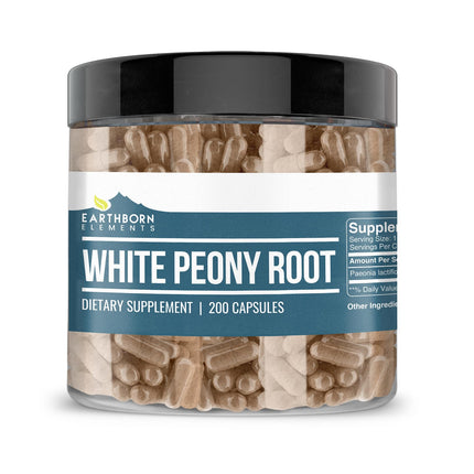 Earthborn Elements White Peony Root 200 Capsules, Pure & Undiluted, No Additives
