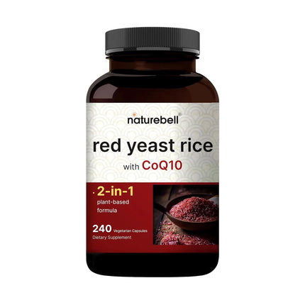 NatureBell Red Yeast Rice with CoQ10-240 Vegetarian Capsules - for Heart Health, Energy Support, Brain Wellness & Antioxidant Support*