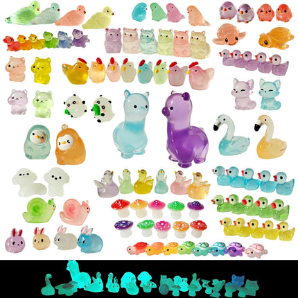 ZITU ISCHYROS Mini Resin Animals 100 Pcs to Hide, Tiny Resin Animals Bulk