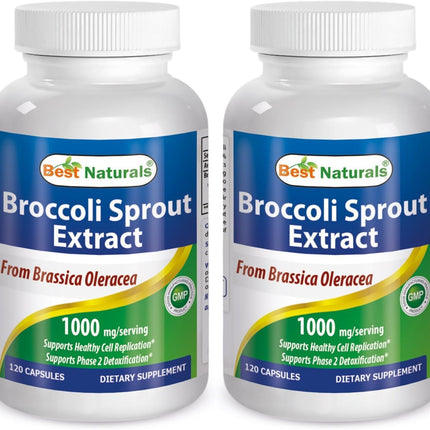 Best Naturals Broccoli Sprout Extract 1000mg per Serving - 120 Capsules (Pack of 2)